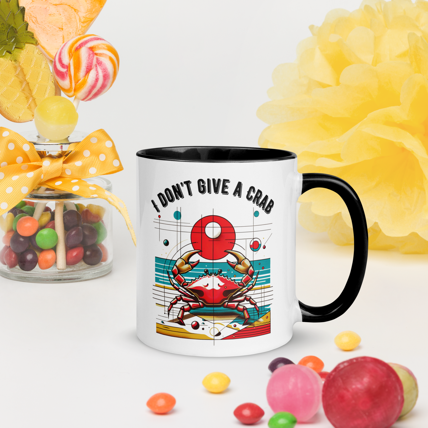 Mug Crabby Cancer Zodiac Pop Art Style Crustacean Astrology Gift Color Inside Cup Horoscope Lover Kitchenware Unique Star Sign Summer Fun