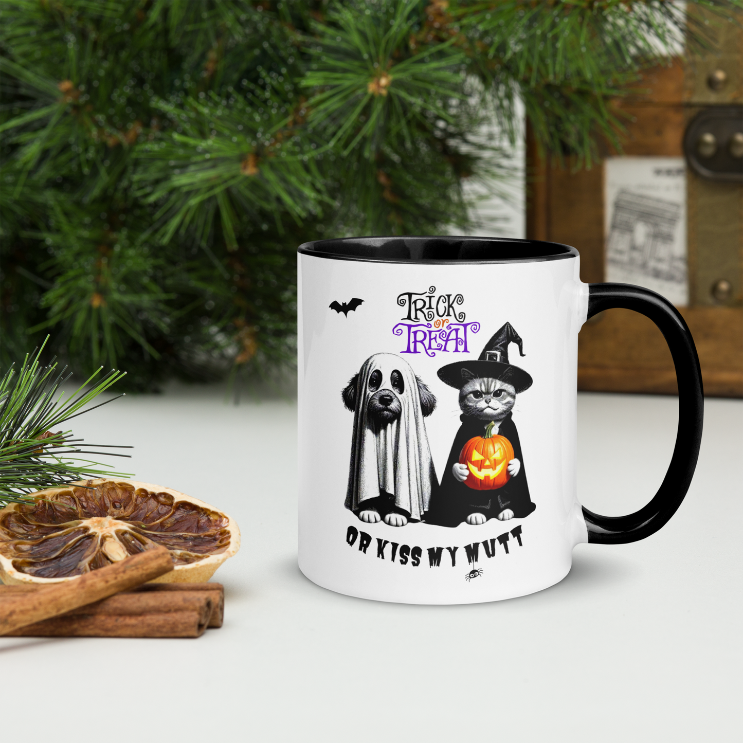 Funny Cat and Dog Mug with Color Inside - Sarcastic Halloween Gift for Pet Parents