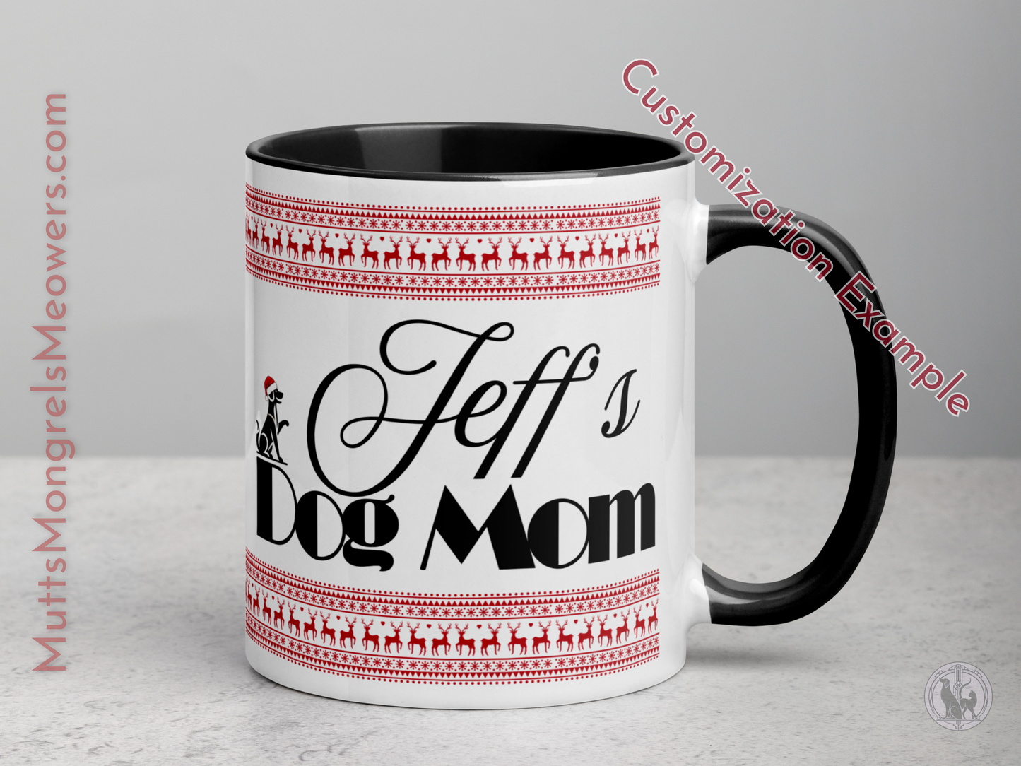 Customizable Dog Mom Mug with Color Inside - Festive Christmas Gift