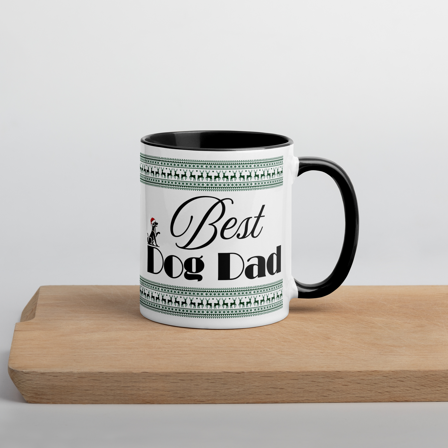 Customizable Dog Dad Mug with Color Inside - Festive Christmas Gift