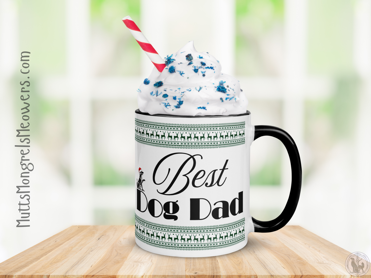 Customizable Dog Dad Mug with Color Inside - Festive Christmas Gift