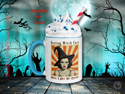 Funny Retro Mug with Color Inside - Halloween Gift for Coffee Loving Women