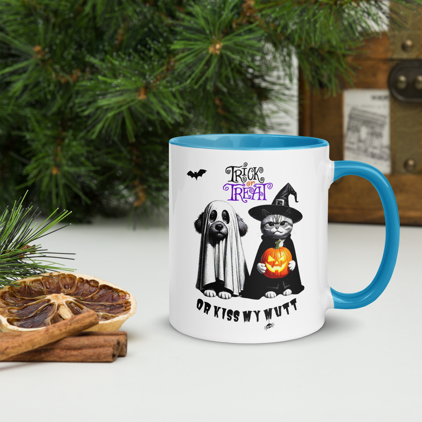 Funny Cat and Dog Mug with Color Inside - Sarcastic Halloween Gift for Pet Parents