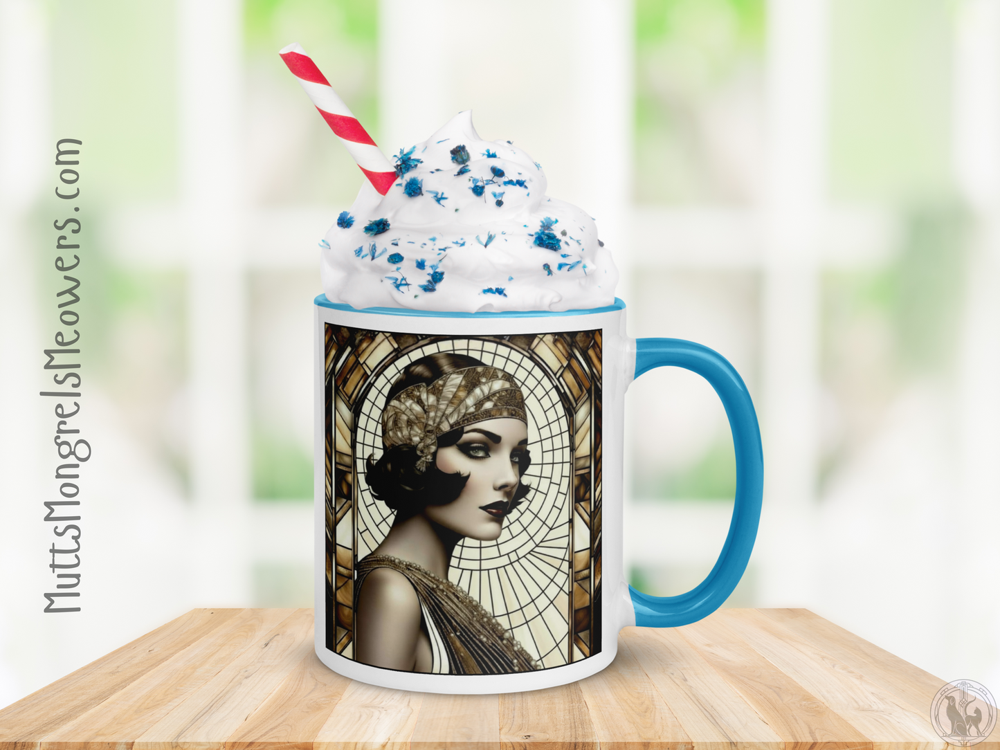 Art Deco Flapper Mug with Color Inside: Elegant Roaring Twenties Gift