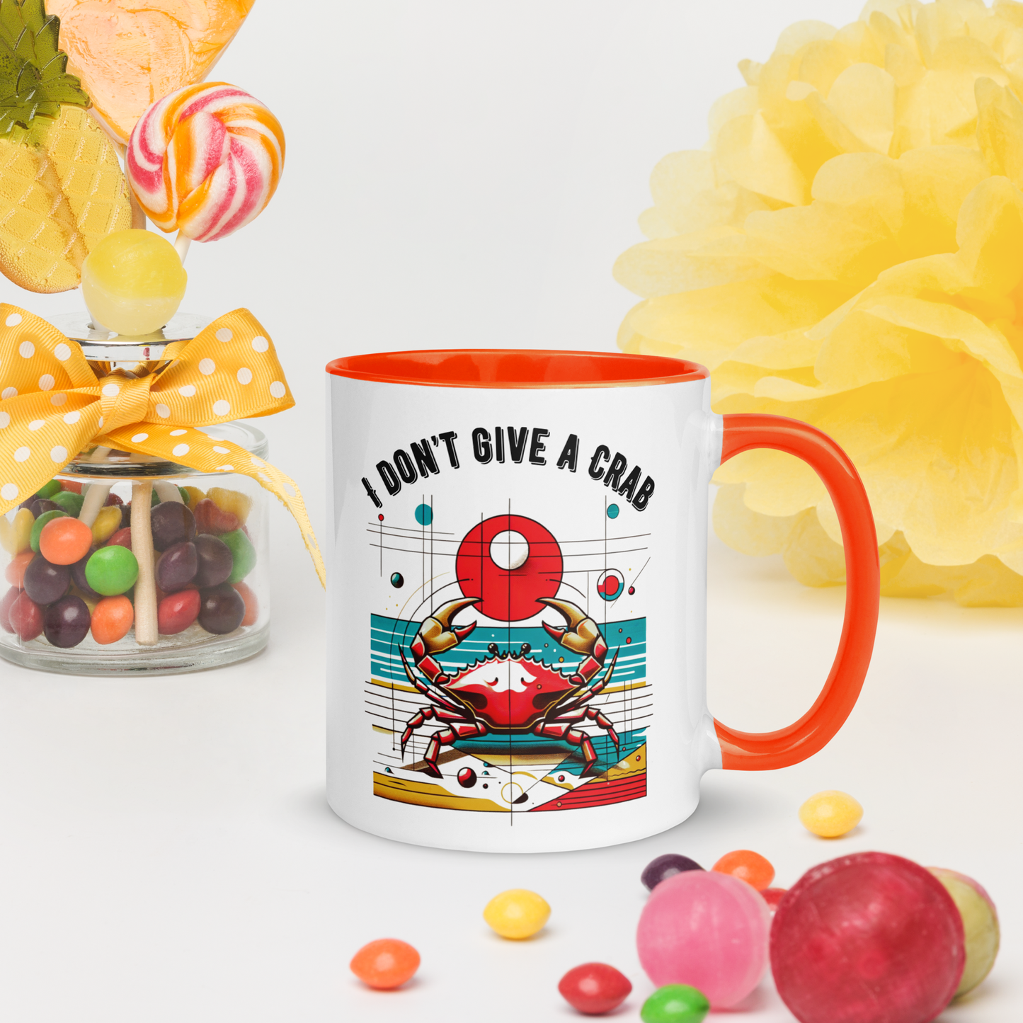 Mug Crabby Cancer Zodiac Pop Art Style Crustacean Astrology Gift Color Inside Cup Horoscope Lover Kitchenware Unique Star Sign Summer Fun