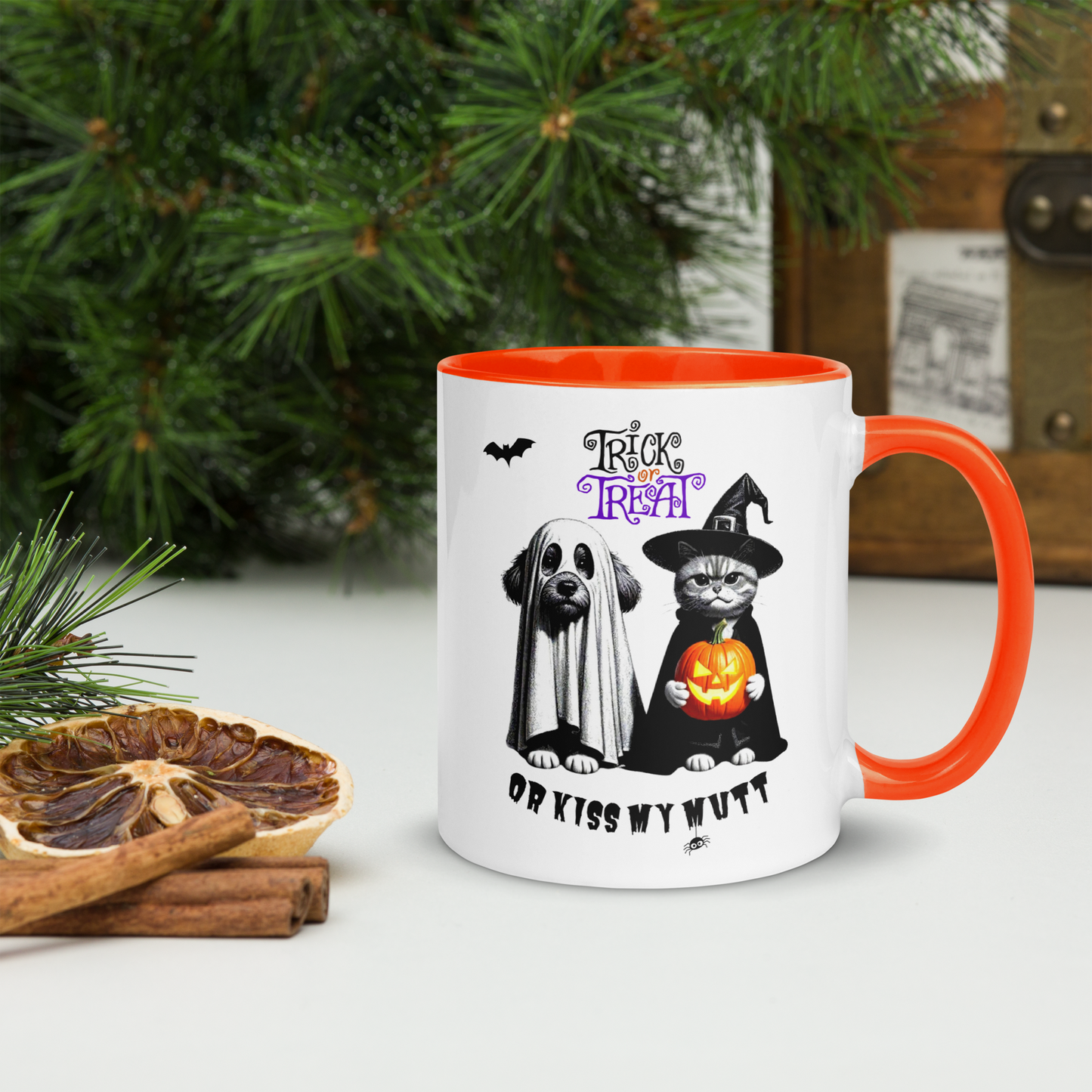 Funny Cat and Dog Mug with Color Inside - Sarcastic Halloween Gift for Pet Parents