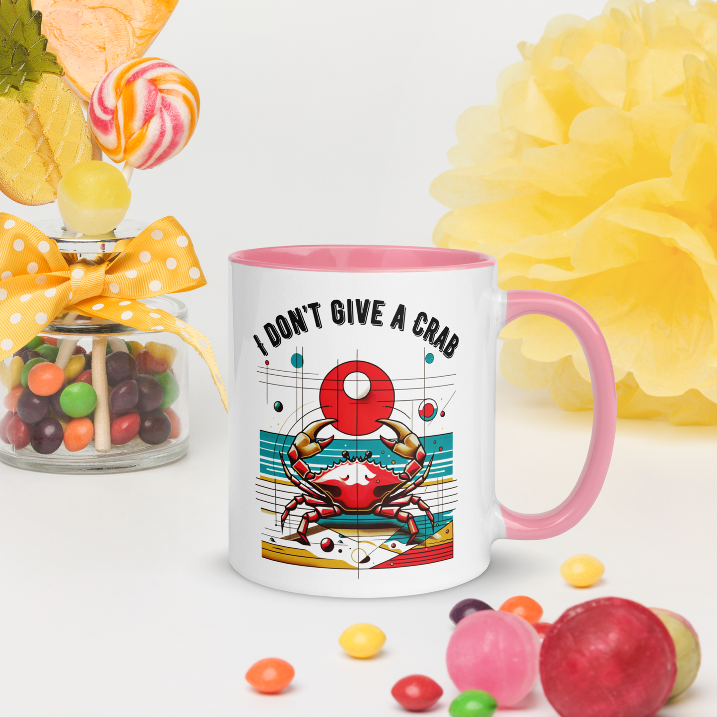 Mug Crabby Cancer Zodiac Pop Art Style Crustacean Astrology Gift Color Inside Cup Horoscope Lover Kitchenware Unique Star Sign Summer Fun