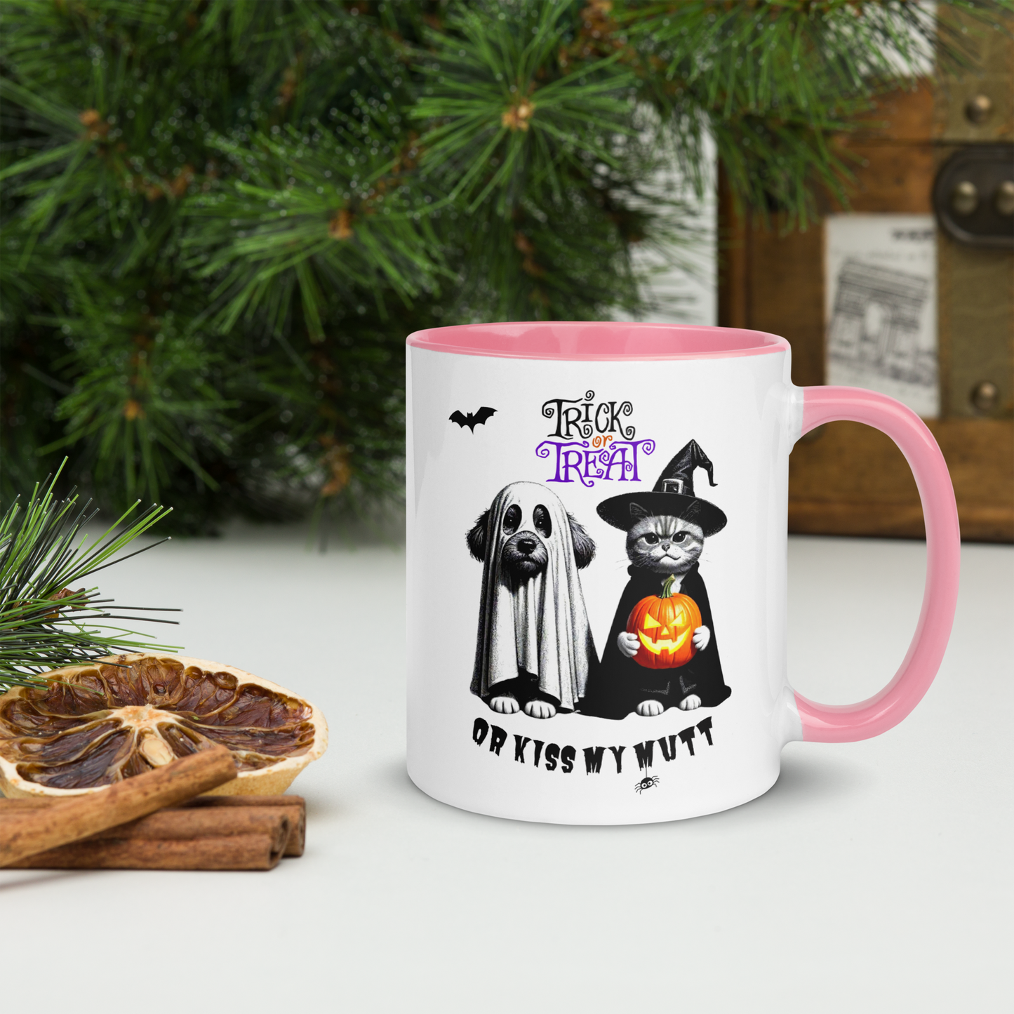 Funny Cat and Dog Mug with Color Inside - Sarcastic Halloween Gift for Pet Parents