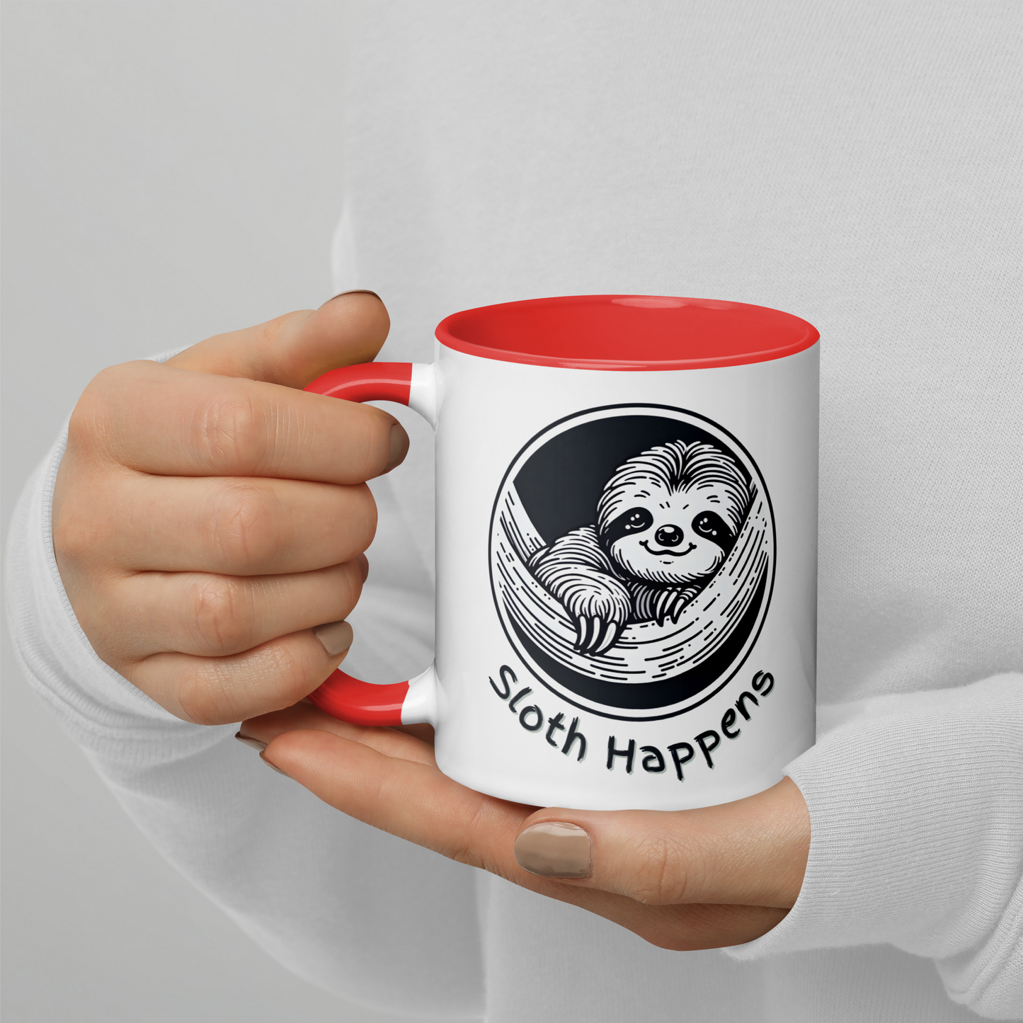 Funny Sloth Mug with Color Inside: Sarcastic Coffee Cup Gift for Animal Lovers
