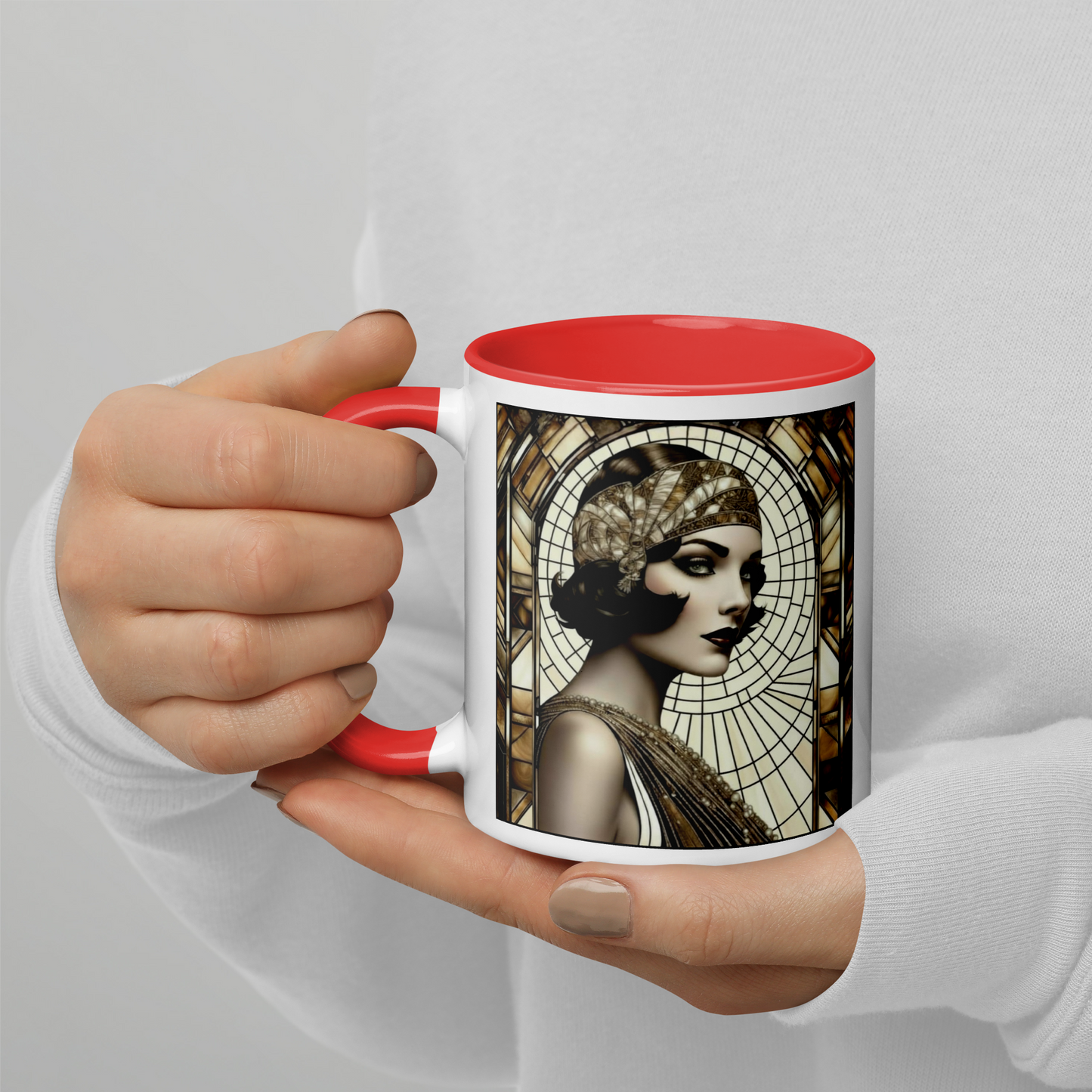 Art Deco Flapper Mug with Color Inside: Elegant Roaring Twenties Gift