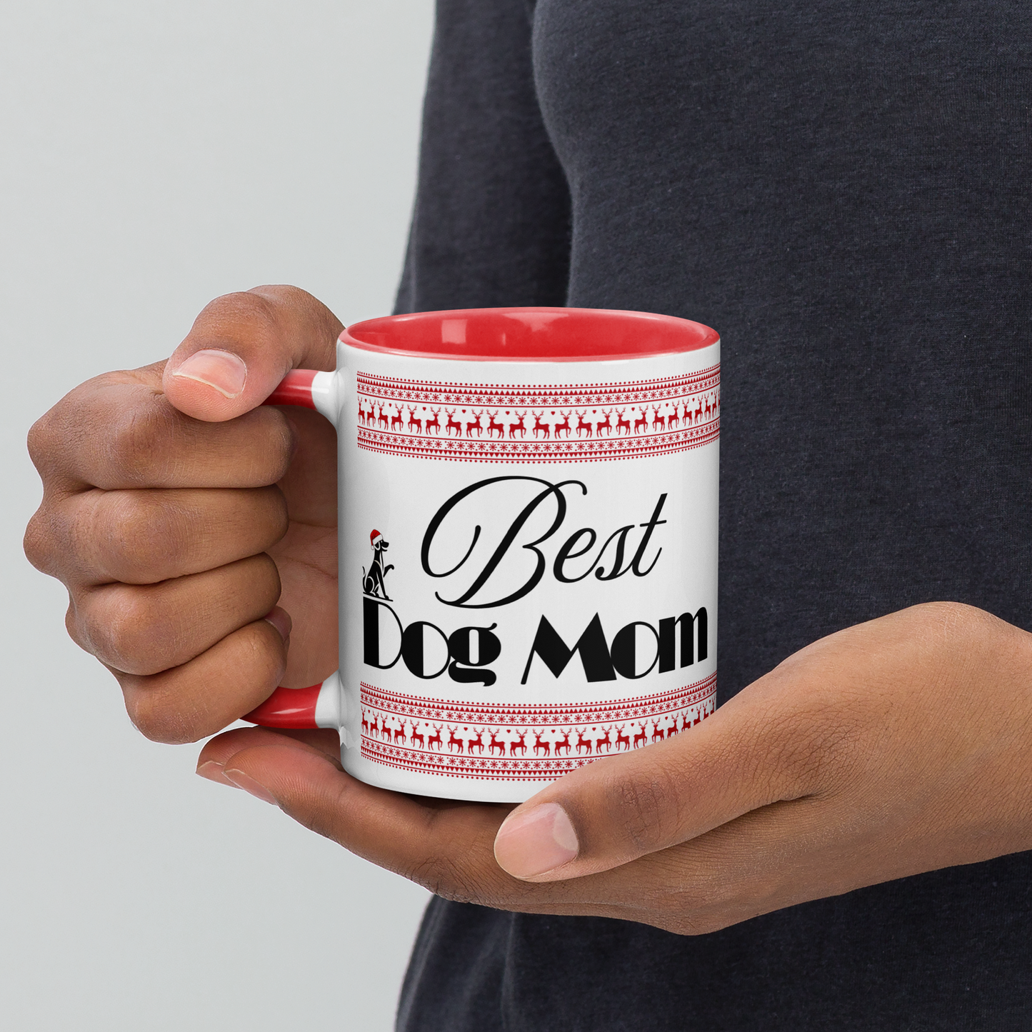 Customizable Dog Mom Mug with Color Inside - Festive Christmas Gift