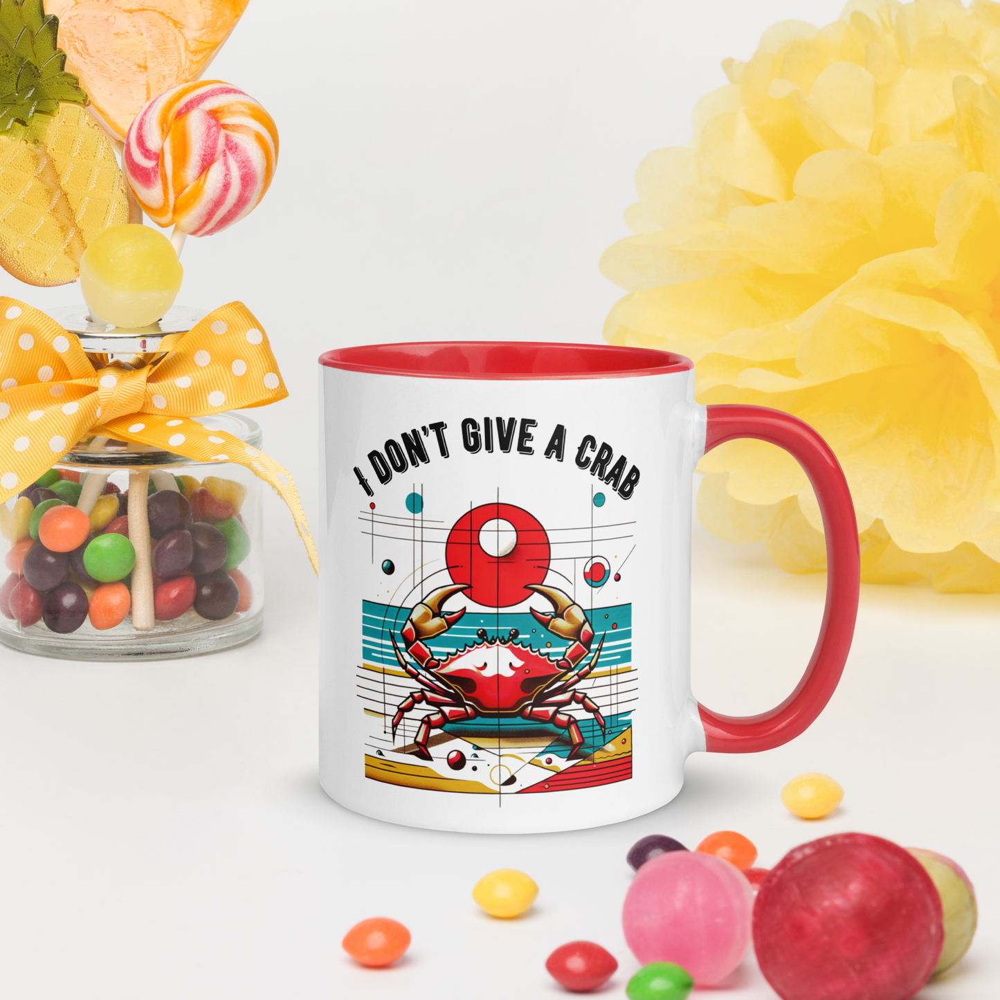 Mug Crabby Cancer Zodiac Pop Art Style Crustacean Astrology Gift Color Inside Cup Horoscope Lover Kitchenware Unique Star Sign Summer Fun