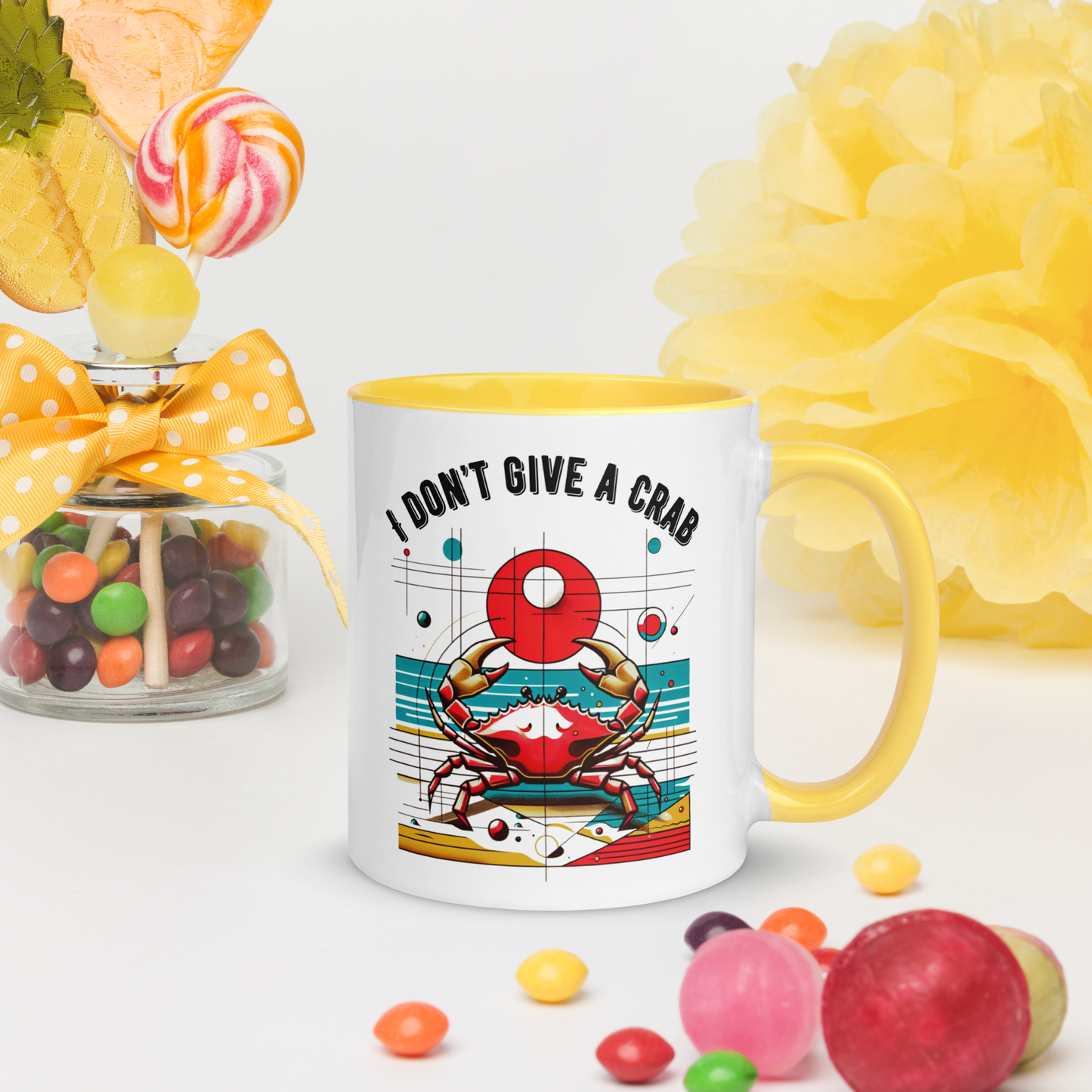 Mug Crabby Cancer Zodiac Pop Art Style Crustacean Astrology Gift Color Inside Cup Horoscope Lover Kitchenware Unique Star Sign Summer Fun