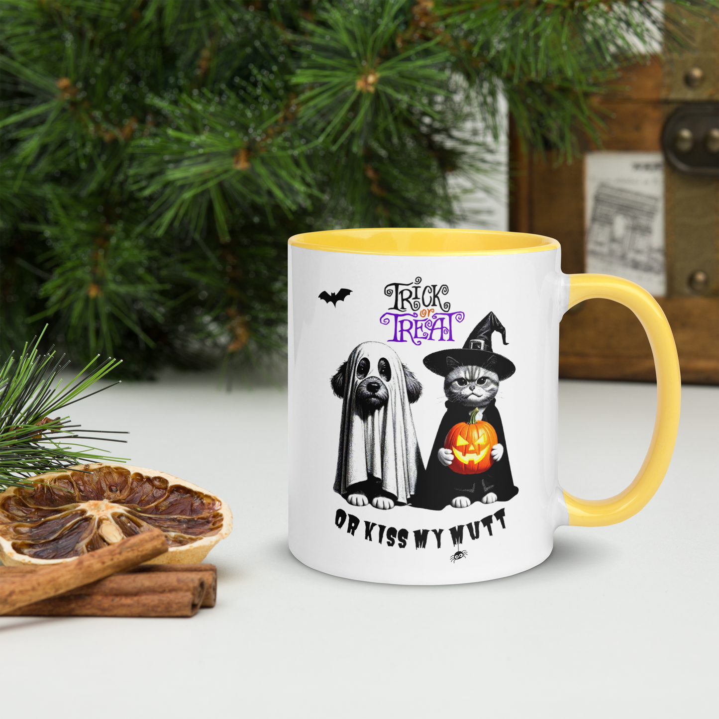 Funny Cat and Dog Mug with Color Inside - Sarcastic Halloween Gift for Pet Parents