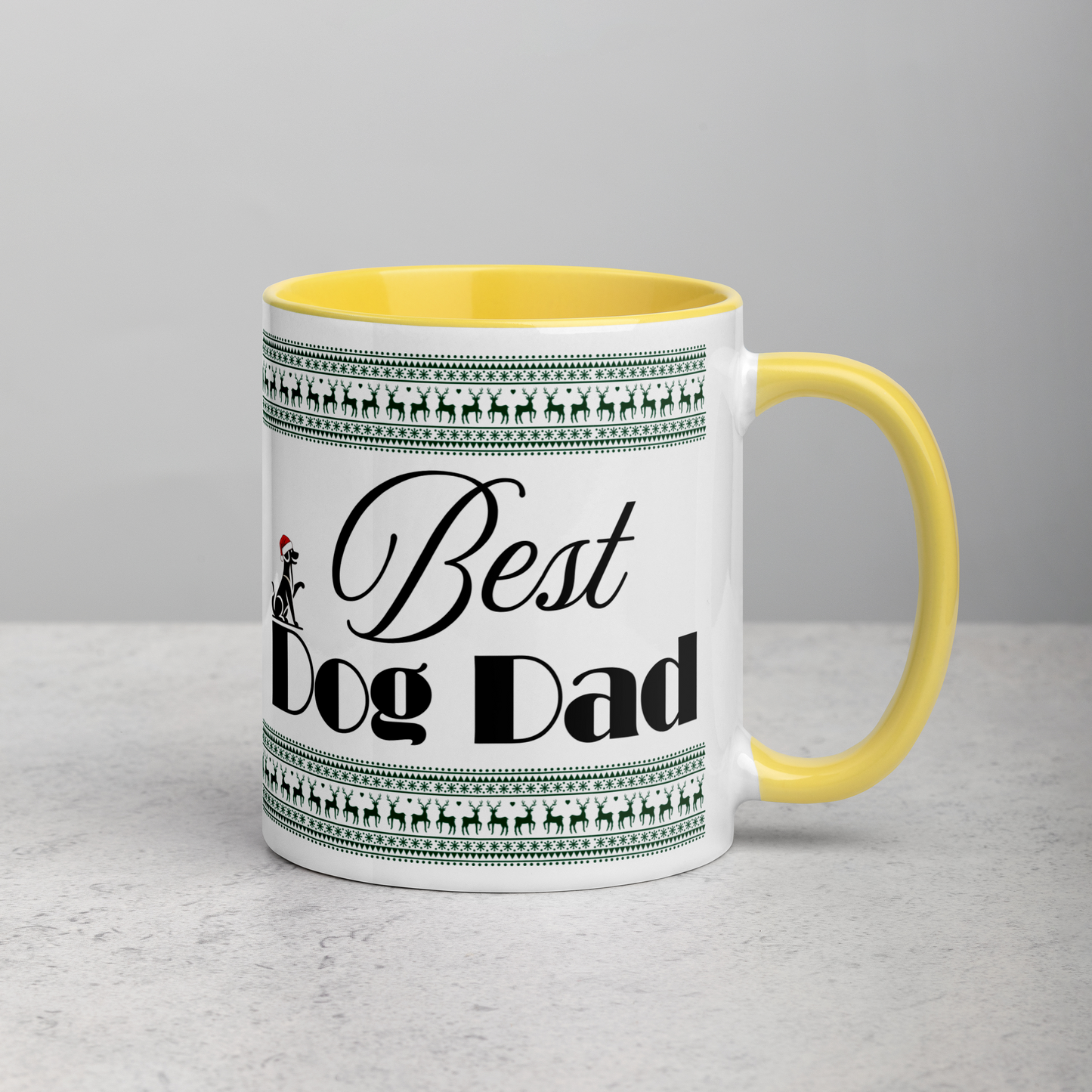 Customizable Dog Dad Mug with Color Inside - Festive Christmas Gift