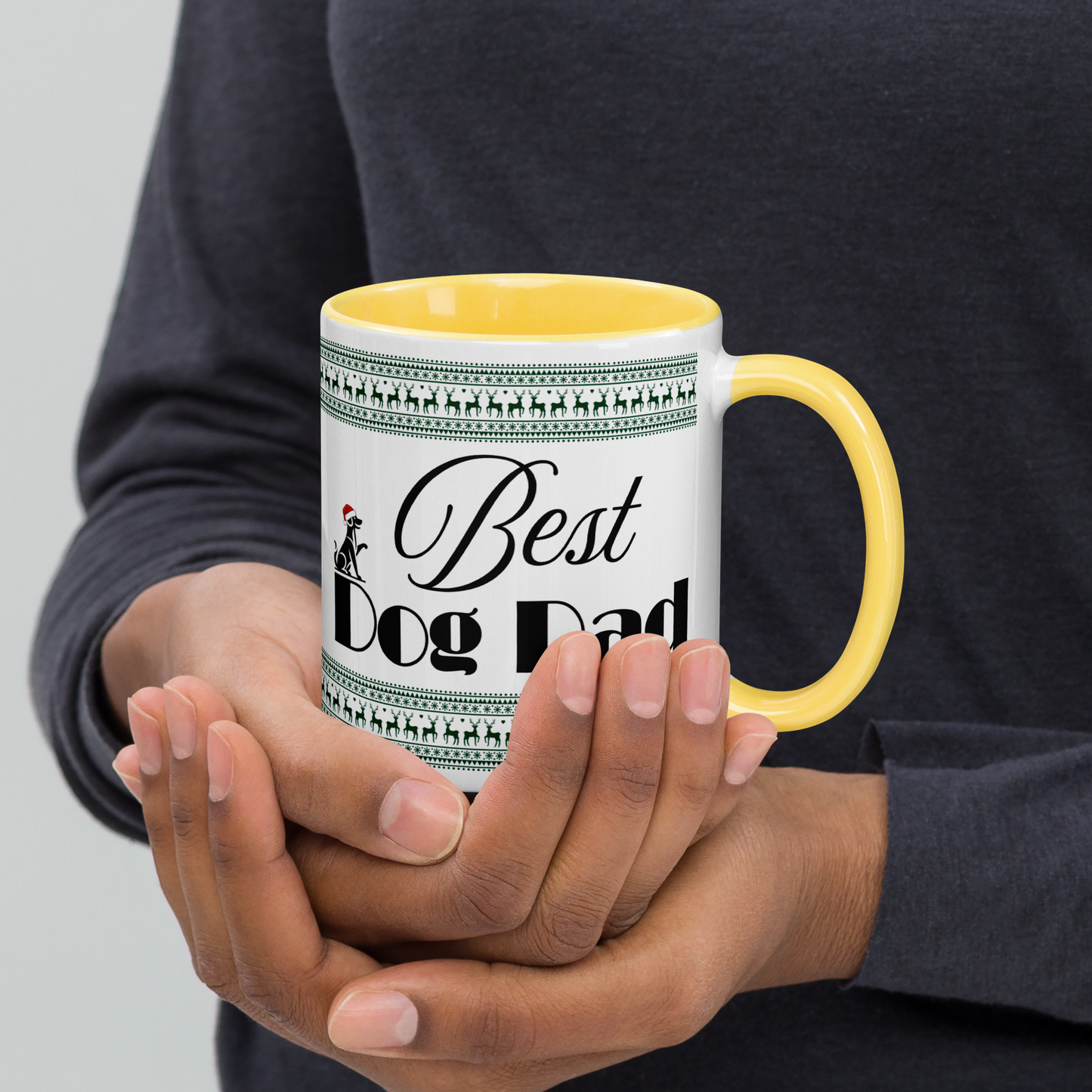 Customizable Dog Dad Mug with Color Inside - Festive Christmas Gift