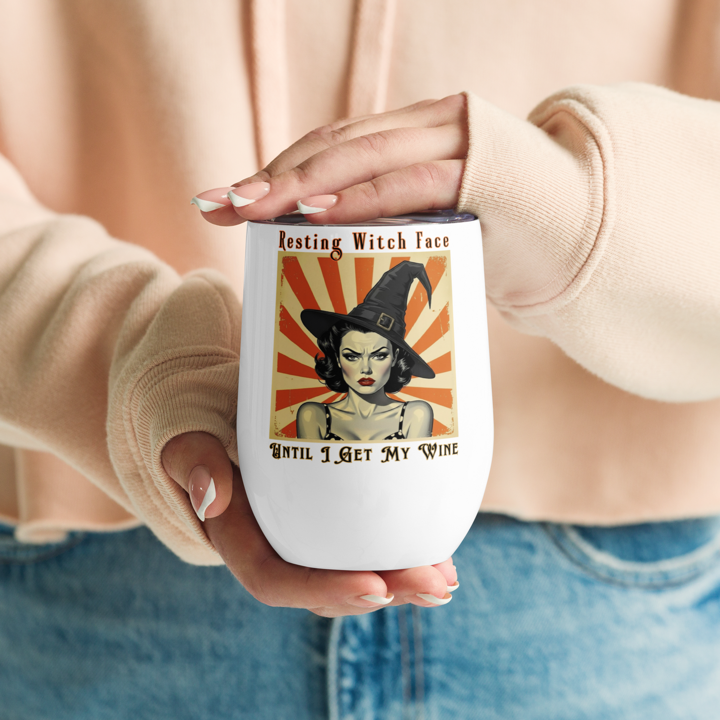 Funny Retro Wine Tumbler - Halloween Gift for Sassy Women